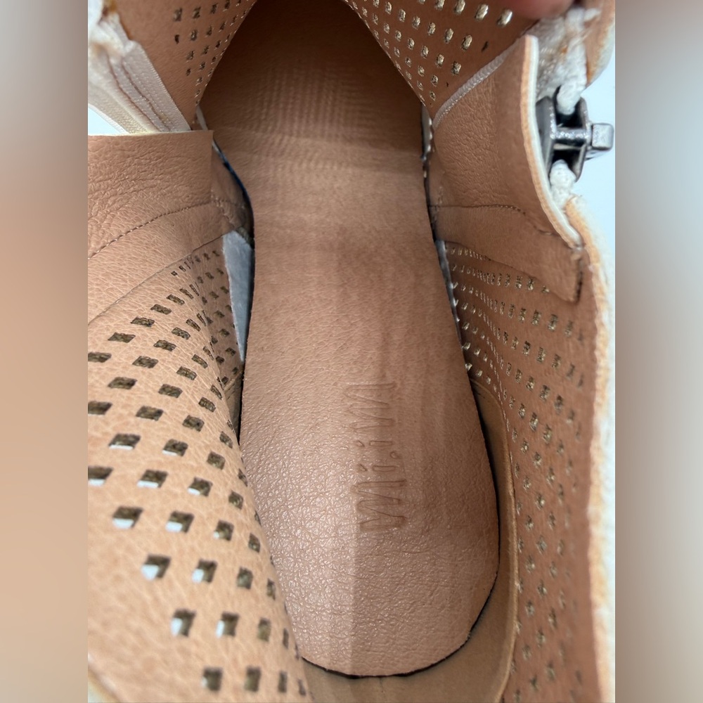Mi.iM White Perforated Wedge Sneaker Booties – Hidden Heel Zip-Up Casual Chic - Picture 5 of 17